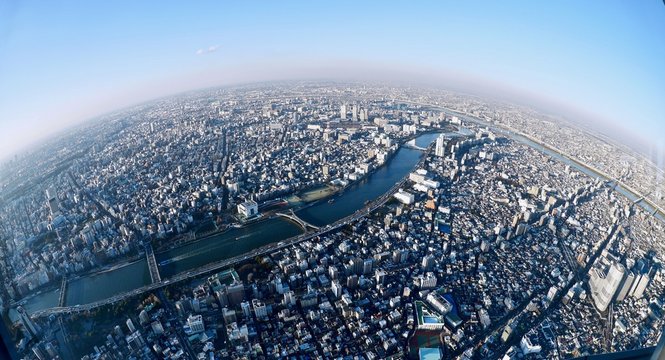 Big City View From The Tallest Tower In Sumida. Tokyo. Japan.