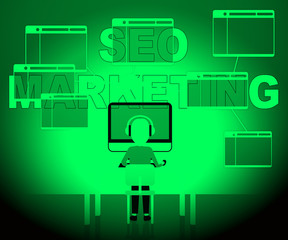 Fototapeta na wymiar Seo Marketing Showing Search Engines 3d Illustration