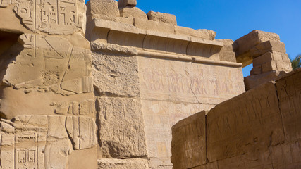 Egyptian ancient temple engravings on the wall