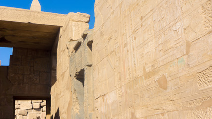 Egyptian ancient temple engravings on the wall