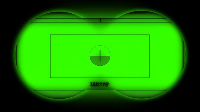 Digital futuristic glitching binocular view over green V5