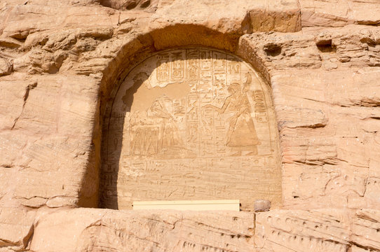 Egyptian ancient temple engravings on the wall