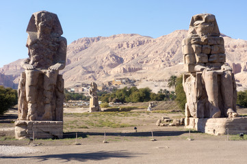 Egyptian ancient temple giant pharaohs sculptures