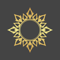 Abstract gold element for design, gold star, flower, decoration, frame.