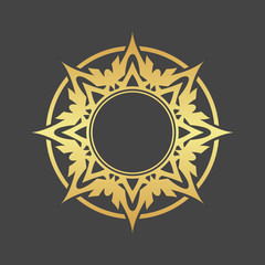 Abstract gold element for design, gold star, flower, decoration, frame.