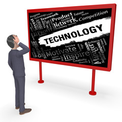Technology Words Represents Electronics Digital 3d Rendering