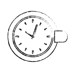 Contour plate with a chocolate clock inside, vector illustration icon