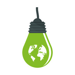 Green bulb planet environmental design, vector illustration