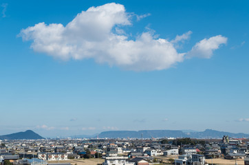 Fototapeta premium 香川県高松市街並み(高松市川部町から中心市街地方面を望む)