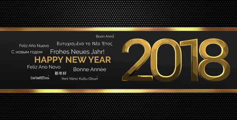 multilingual happy new year 3d render background