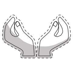 hands in protecting position  icon image vector illustration design 
