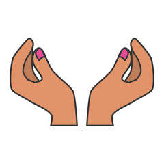 hands in protecting position  icon image vector illustration design 