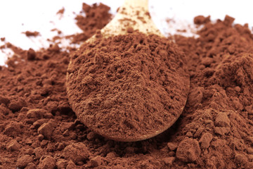 cocoa powder isolated on white background