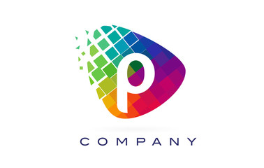 Obraz premium Letter P Colourful Rainbow Logo Design.