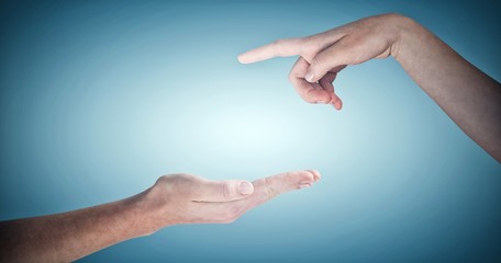 Composite image of cropped image of woman hand