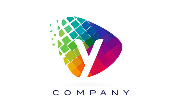 Letter Y Colourful Rainbow Logo Design.