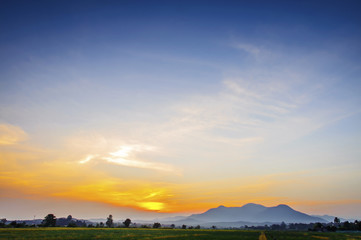 Fototapeta premium landscape of mountains and sunset