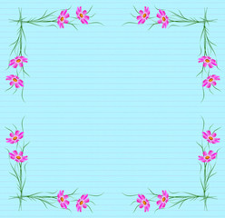 Branches of bright colorful flowers cosmos. Summer background.