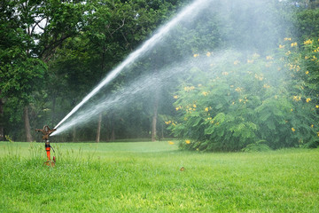 Watering in golf courseWatering turf 