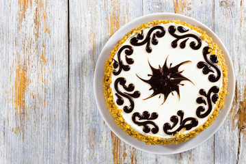 delicious sponge cake with honey and prunes