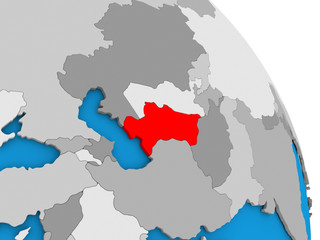 Turkmenistan on globe