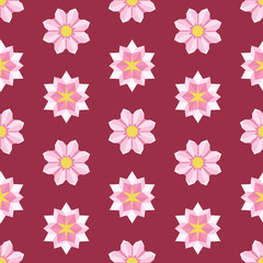 Vector seamless pattern of paper origami pink flowers