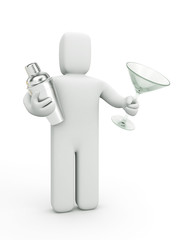 3d person with the shaker and glass. 3d illustration