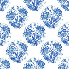 Seamless pattern with Russian ornament Gzel