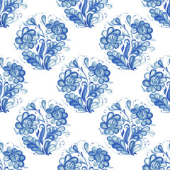 Seamless pattern with Russian ornament Gzel