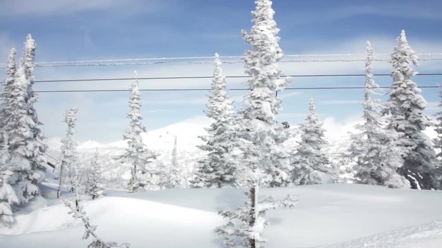 Beautiful Snowy Mountain And Ski Lift Station