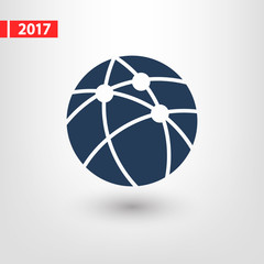 Global technology or social network  icon, vector illustration. Flat design style