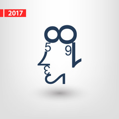 human face of the data figures. human face numbers. mathematical abstraction icon, vector illustrahuman face of the data figures.
