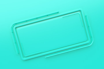Rectangular glossy colored plate with corners from tubes