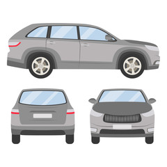 Car vector template on white background. Hatchback isolated. flat style, business design, grey silver hatchback crossover car