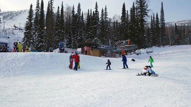Beautiful Snowy Mountain And Ski Lift Station