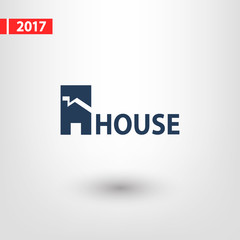 House icon. Sample text, vector illustration. Flat design style 