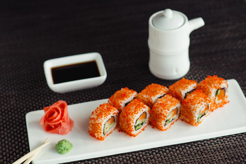 rolls with salmon, Japanese cuisine