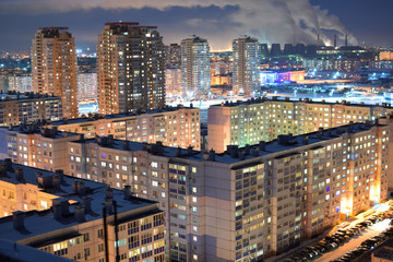 Naklejka premium Night of the roof of the beautiful city