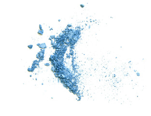 Crushed makeup on white background. The eye shadows.