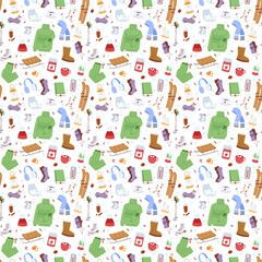 Winter icons seamless pattern vector patches.