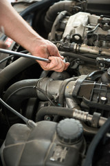 Fototapeta na wymiar Fixing vehicle engine