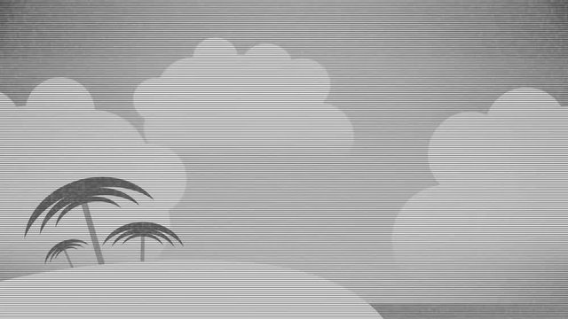 Flat Vector Summer Background Black and White Version