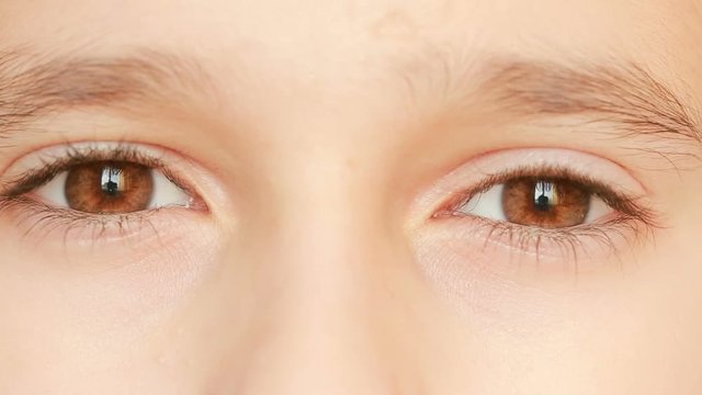 Little Child's Eyes, Innocence, Eyeballs, Front View. Close-up, A Nervous Tic