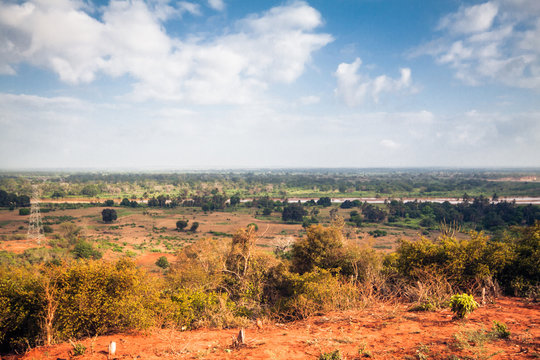 Panorama of the Tsavo East National Park in Africa