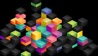 Colorful blocks on a black background, eps10 vector