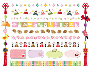 ひなまつり　ライン素材セット