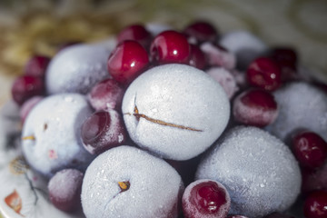 Frozen fruits detail macro picture