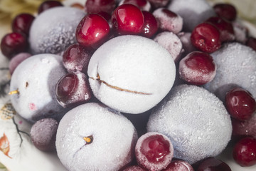 Frozen fruits detail macro picture