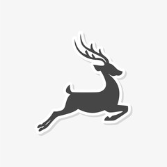 Black deer sticker - vector Illustration