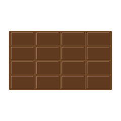 Chocolate bar icon. Tasty sweet food Milk dark dessert. Rectangle shape, horysontal piece. Modern simple style. Flat design. White background. Isolated.